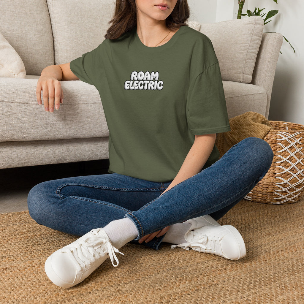 Roam Electric T‑Shirt — Retro Bubble Logo Tee for Travelers & Music Lovers