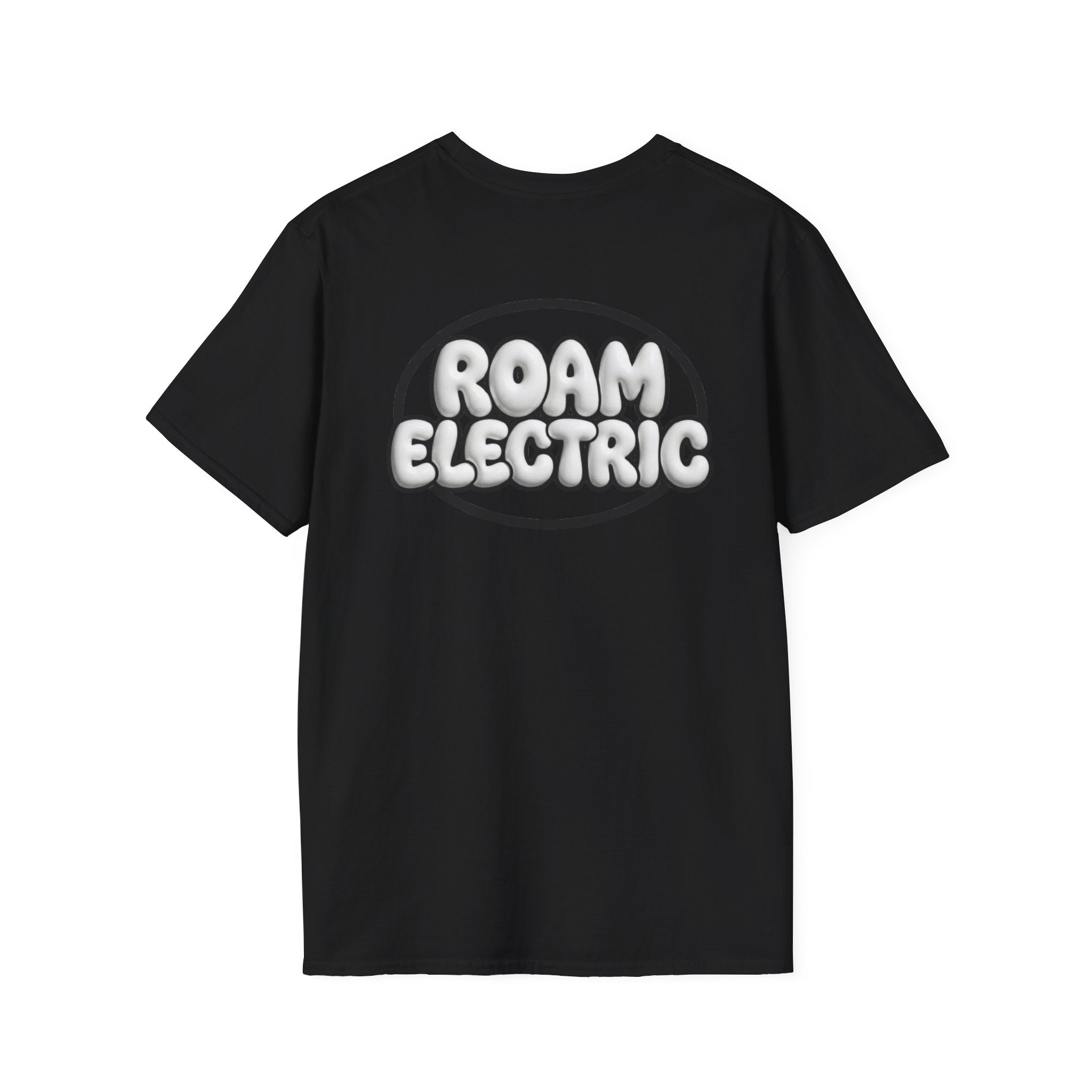 Roam Electric T‑Shirt — Retro Bubble Logo Tee for Travelers & Music Lovers