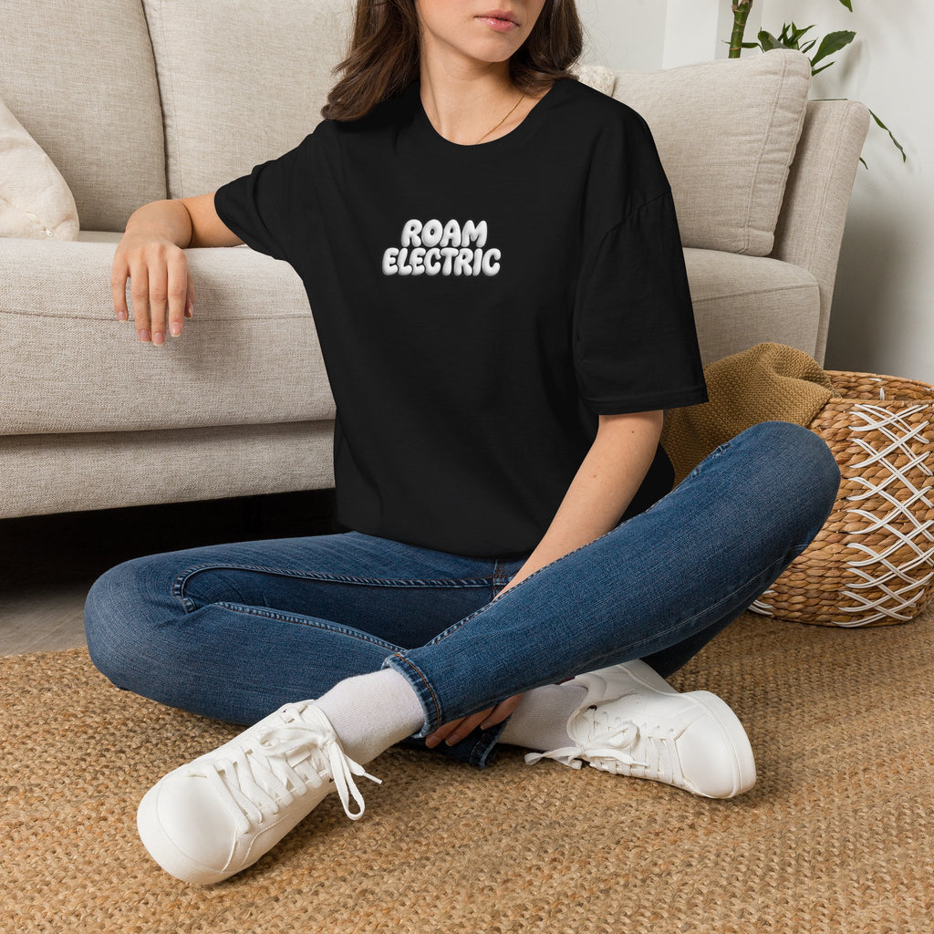Roam Electric T‑Shirt — Retro Bubble Logo Tee for Travelers & Music Lovers