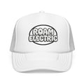Roam Electric Foam Trucker Hat — Retro Puffy Logo Mesh Cap