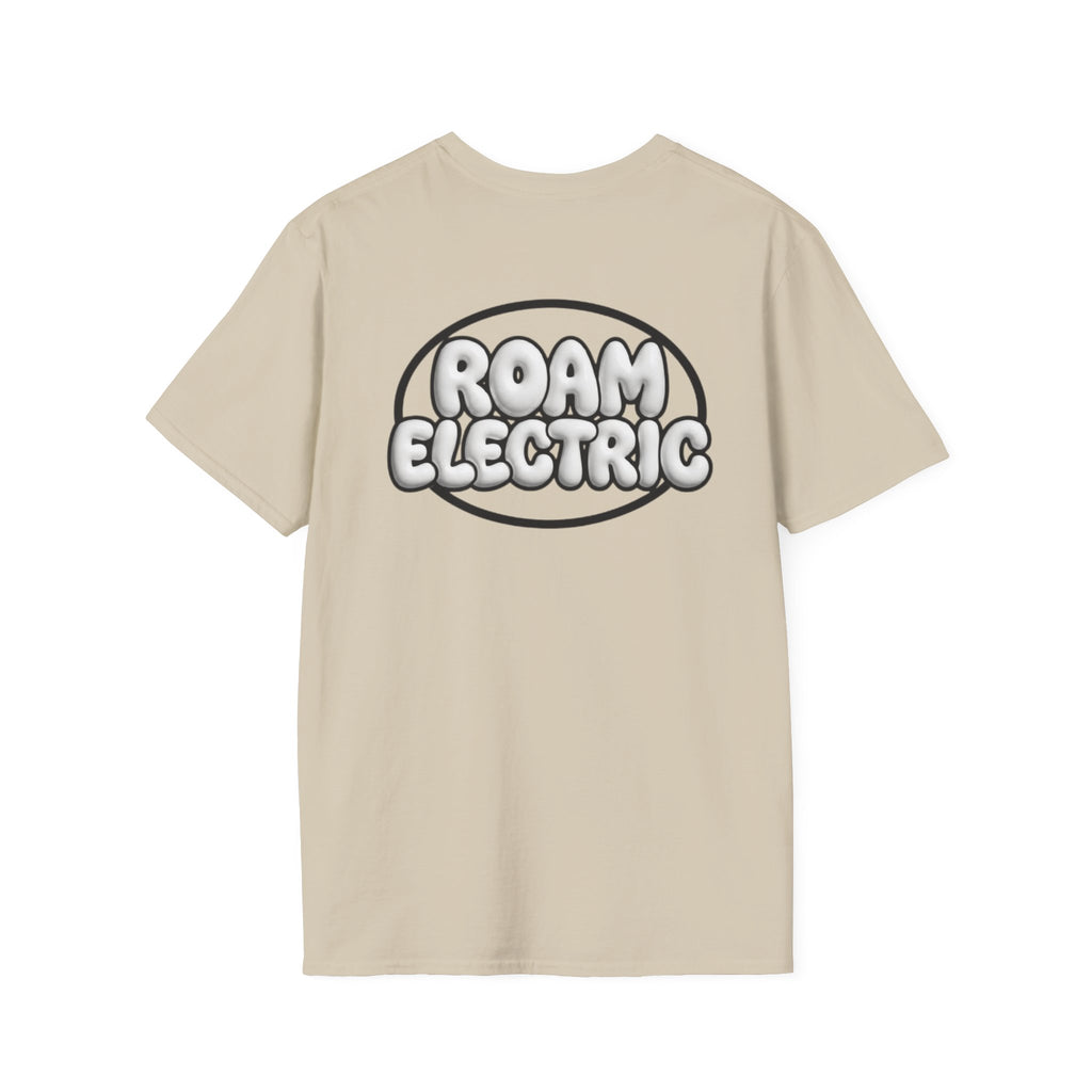 Roam Electric T‑Shirt — Retro Bubble Logo Tee for Travelers & Music Lovers