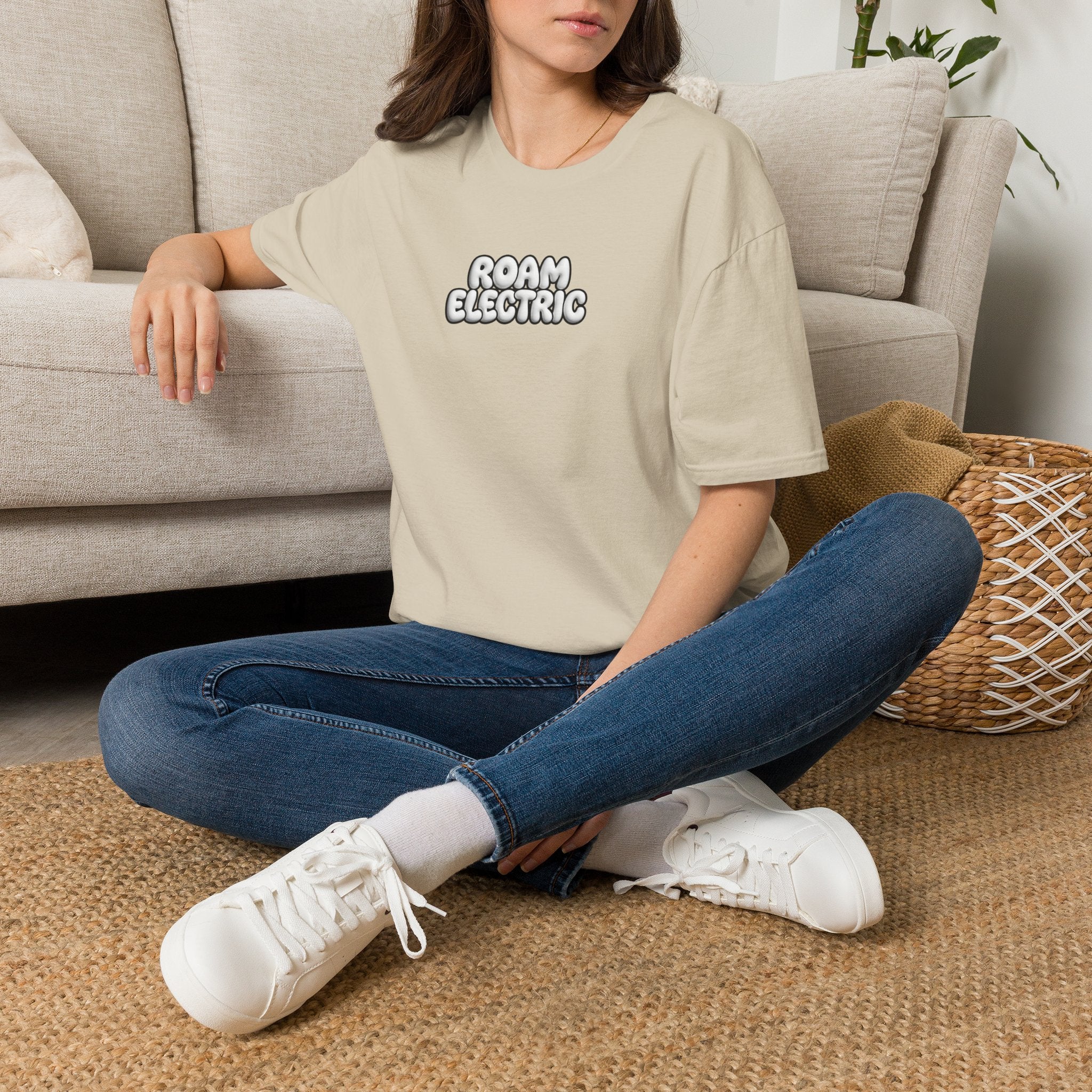 Roam Electric T‑Shirt — Retro Bubble Logo Tee for Travelers & Music Lovers