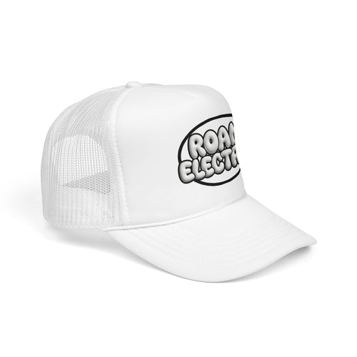 Roam Electric Foam Trucker Hat — Retro Puffy Logo Mesh Cap