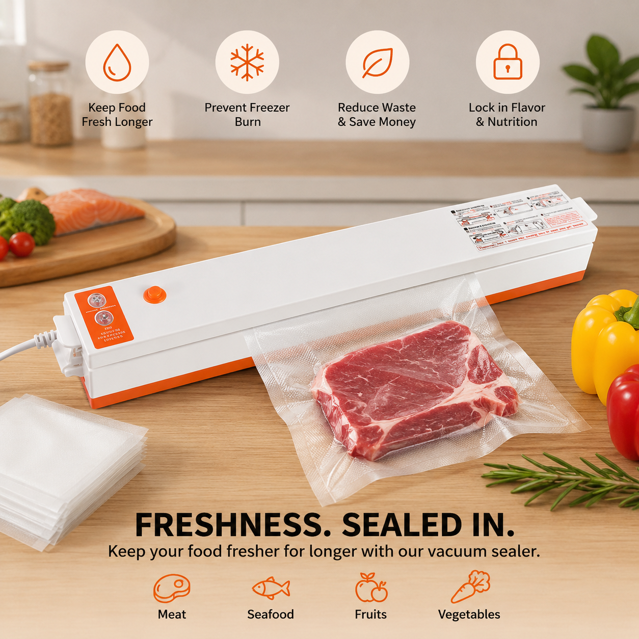 Electric Vacuum Sealer Machine Household Automatic Food Vacuum Sealer useful products co