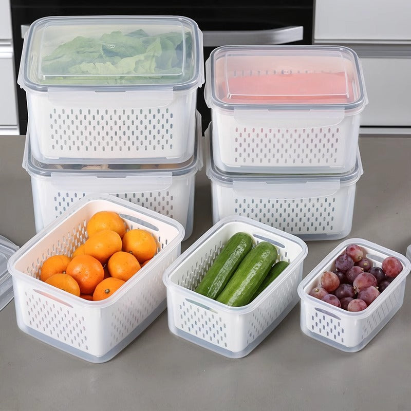 Double-Layer Refrigerator Draining Food Storage Box