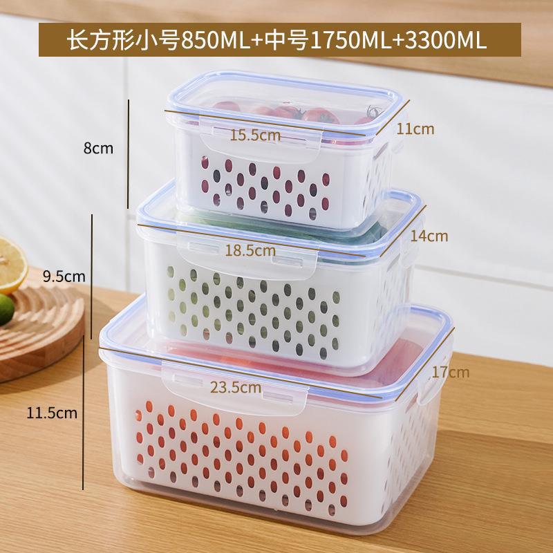 Double-Layer Refrigerator Draining Food Storage Box