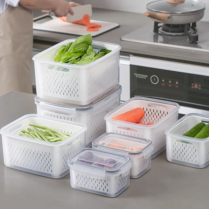 Double-Layer Refrigerator Draining Food Storage Box