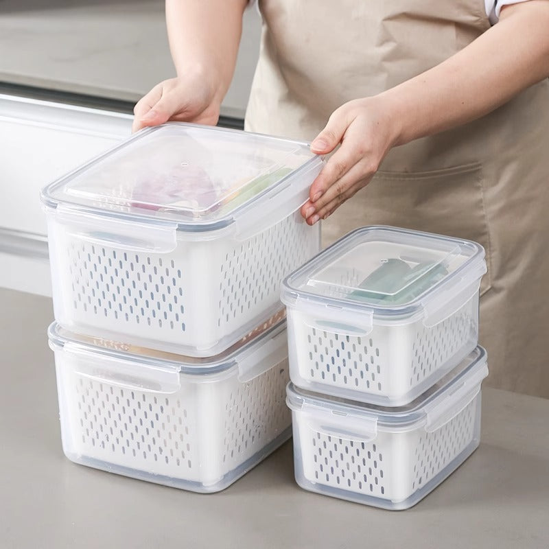 Double-Layer Refrigerator Draining Food Storage Box