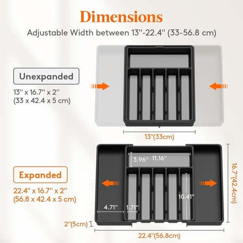 Silverware Drawer Organizer, Expandable Utensil Tray for Kitchen, BPA connors cooking products
