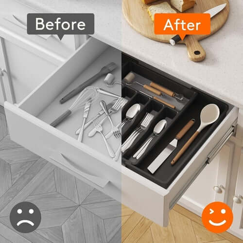 Silverware Drawer Organizer, Expandable Utensil Tray for Kitchen, BPA connors cooking products