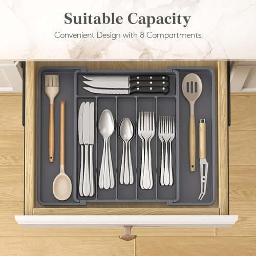 Silverware Drawer Organizer, Expandable Utensil Tray for Kitchen, BPA connors cooking products