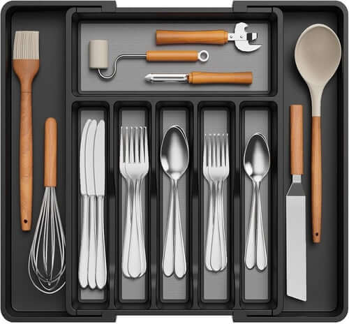 Silverware Drawer Organizer, Expandable Utensil Tray for Kitchen, BPA connors cooking products