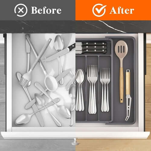 Silverware Drawer Organizer, Expandable Utensil Tray for Kitchen, BPA connors cooking products
